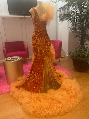 Karlene Lindsay Designs LLC Ameril Neon Gold Rhinestone Gown